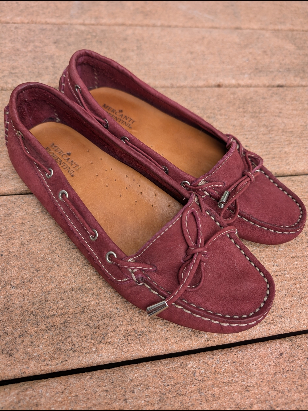 Mercanti Fiorentini Burgundy Suede Moccasins